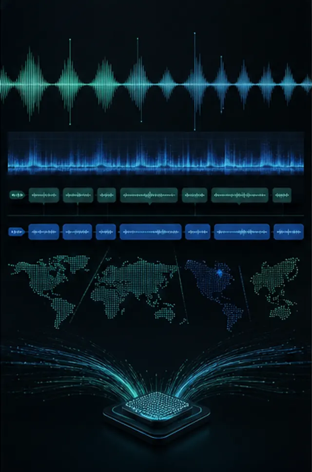 Illustrative speech waveform and multilingual audio data operations